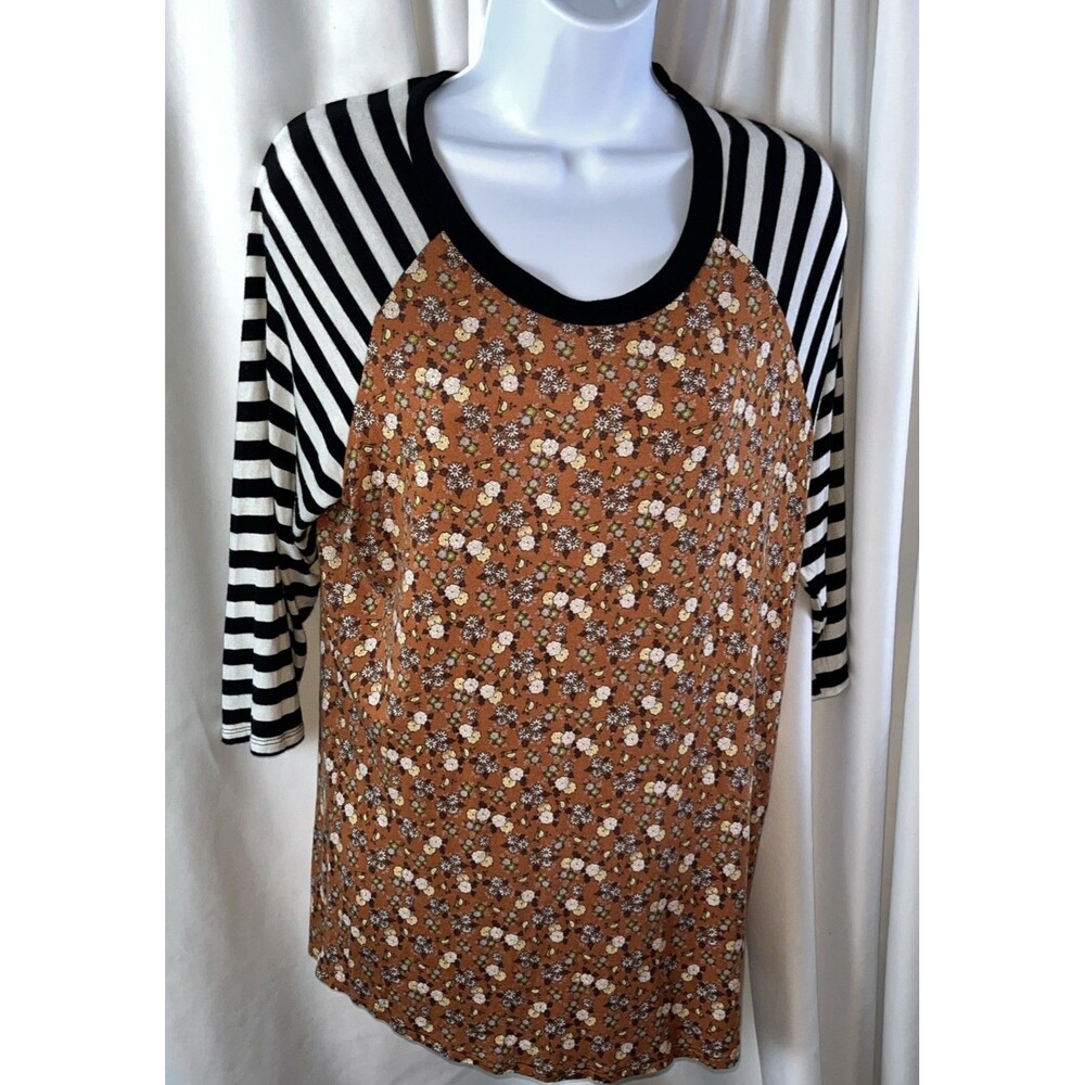Vintage Chris & Carol Women’s Reglan Style Tunic Top Size L Mix Print Fall Boho